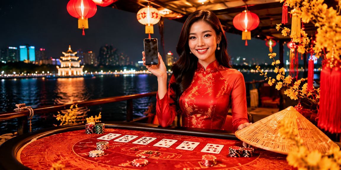 Người chơi baccarat đội nón lá truyền thống tại Hà Nội về đêm